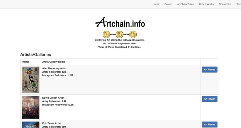 Artchain Homepage
